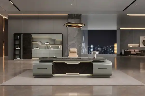 Manager Desk With Side Cabinet Combines Executive Work Areas With Storage
