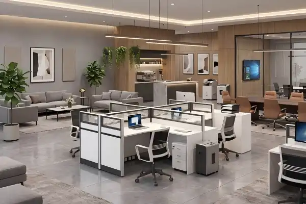 Shared Workspace Office Desk Designs Improve Office Space Efficiency